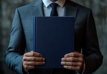 Wall Mural - Businessman Holding a Blue Folder