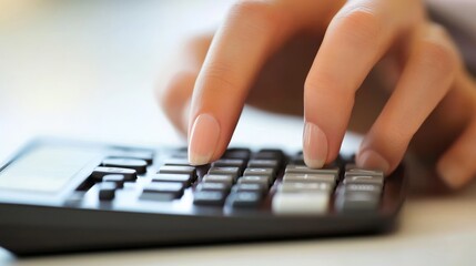 Close-up of a person using a calculator, reviewing financial documents, symbolizing financial planning and management.