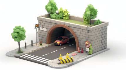 Wall Mural - Underpass isometric 3D Cartoon