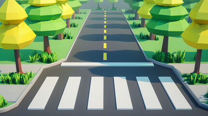 Wall Mural - Zebra Crossing isometric 3D Cartoon