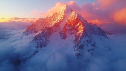 Poster - Majestic Mountain Peak at Sunset