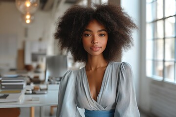 Sticker - Portrait of a Woman with Curly Hair