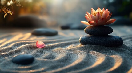 Poster - Zen Garden with Lotus Flower