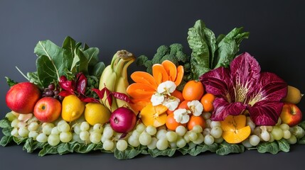 Sticker - Still Life of Colorful Fruits, Vegetables, and Flowers