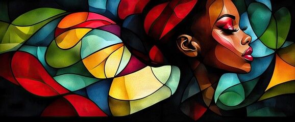 Wall Mural - Abstract Colorful Portrait of a Woman