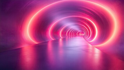 Poster - Abstract Neon Tunnel with Pink and Purple Lights