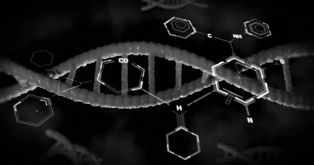 Sticker - Animation of scientific data processing over dna strand spinning