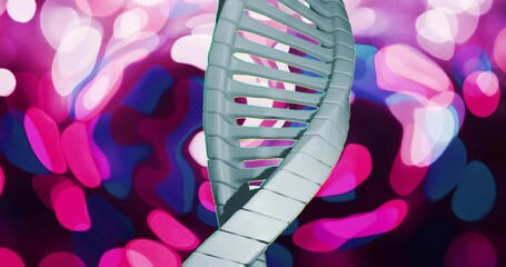 Sticker - Animation of dna strand over pink and purple shapes moving