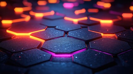 Sticker - Abstract Geometric Pattern with Glowing Hexagons