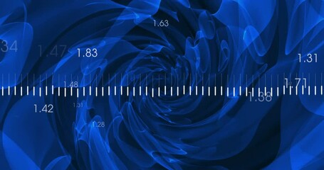 Canvas Print - Animation of data processing and diagrams over blue shapes