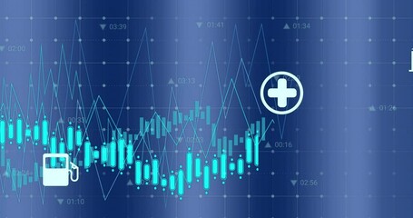 Canvas Print - Animation of data processing over diagrams