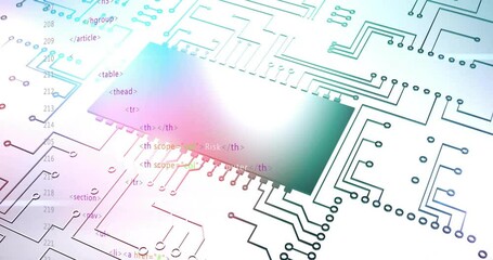 Canvas Print - Animation of data processing over computing board