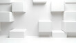 © artmozai - 3D background minimalism A wall with 3D blocks 3D wallpaper with white cubes Futuristic concrete background with copy spase