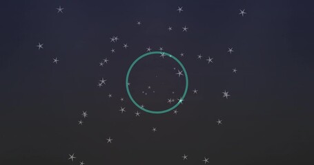 Wall Mural - Animation of white stars over moving circles