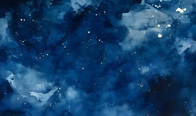 Wall Mural - watercolor background of dark blues with white flecks