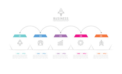 Wall Mural - Vector infographic business presentation template connected with 5 options