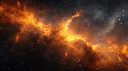 Wall Mural - A dramatic and surreal image of space with flaming stars against a backdrop of cosmic scenery.