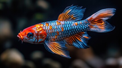 Wall Mural - Colorful Fish with Blue and Orange Fins