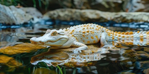 Wall Mural - White Crocodile in Managed Habitat