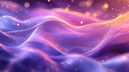 Wall Mural - abstract purple and pink swirling background with golden glitter
