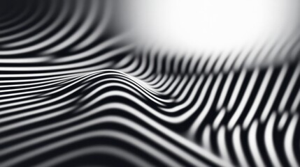 Canvas Print - Abstract black and white ripple pattern, undulating lines, hypnotic spiral, organic fluid texture, wavy distorted surface, optical illusion, monochrome fractal design