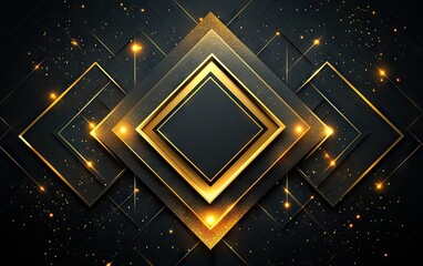 Wall Mural - Abstract Gold and Black Geometric Background