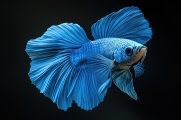 Wall Mural - Blue Betta Fish with Elegant Fins