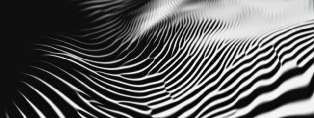 Canvas Print - Abstract black and white ripple pattern, undulating lines, hypnotic spiral, organic fluid texture, wavy distorted surface, optical illusion, monochrome fractal design