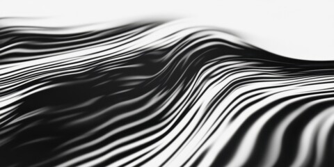 Canvas Print - Abstract black and white ripple pattern, undulating lines, hypnotic spiral, organic fluid texture, wavy distorted surface, optical illusion, monochrome fractal design