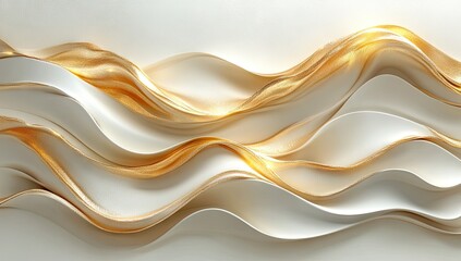 Sticker - Abstract Gold and White Waves