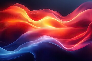 Canvas Print - Abstract Red and Blue Waves with Glowing Light