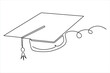 © Shemol - Continuous cap one line art drawing of graduation hat concept outline vector