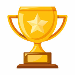 Gold trophy cup. A golden trophy with a star on top on a white background 