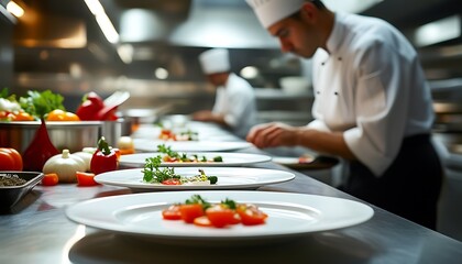 Wall Mural - waiter serving tray with food