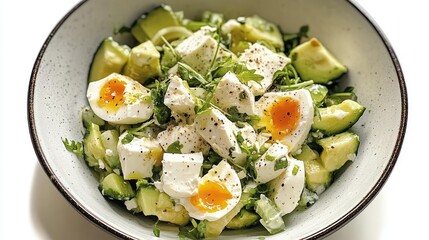 Wall Mural - A Refreshing Salad with Hard-Boiled Eggs and Avocado
