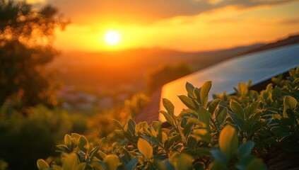 Canvas Print - Sunset Over Solar Panels