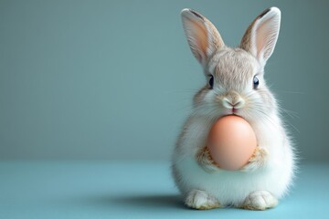 Wall Mural - Cute Bunny Holding an Easter Egg