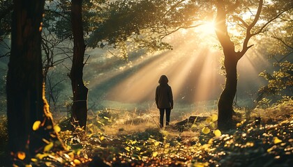 Canvas Print - sunset in the woods