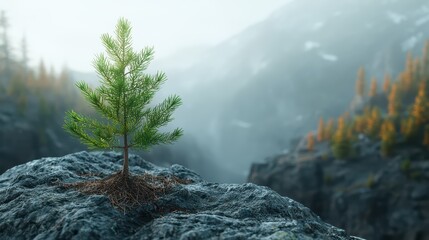 Young Pine Tree Wallpaper. A young pine tree with fresh green needles.