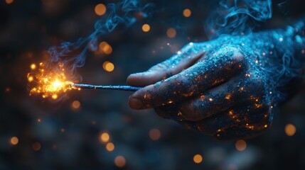 Poster - Sparkler in Hand, Blue Glitter