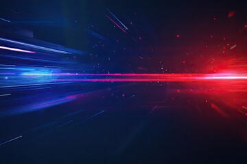 Wall Mural - dynamic motion background with dramatic blue and red light streaks, perfect for technology, speed, o
