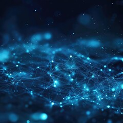 Sticker - a mesmerizing digital background showcasing interconnected nodes and glowing particles in vibrant bl