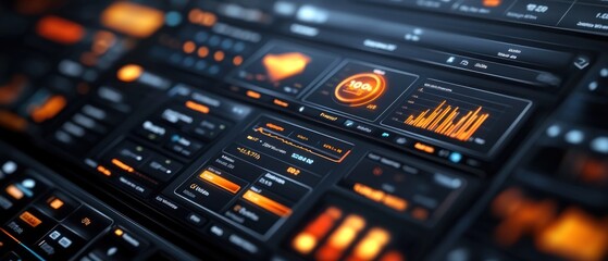 Futuristic Interface with Orange Glowing Indicators