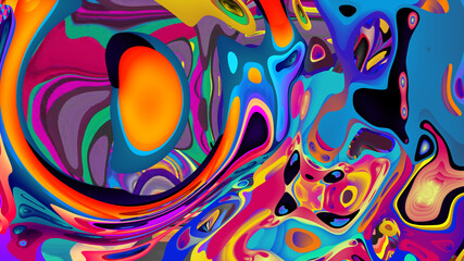 Psychedelic colorful abstract fluid and liquid fractal background 