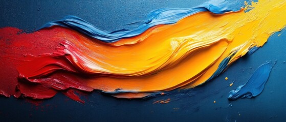 Poster - Abstract Oil Painting with Red, Yellow, and Blue Swirls