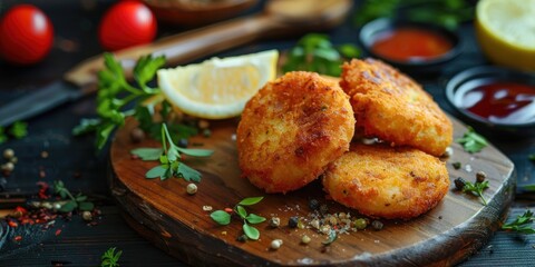 Canvas Print - Delicious fried fish cakes