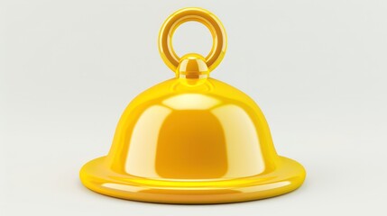 A shiny golden bell with a loop on top.