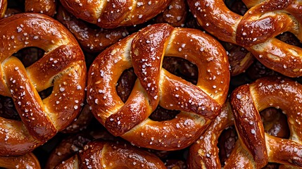 Wall Mural - Freshly baked soft pretzels sprinkled with coarse salt.