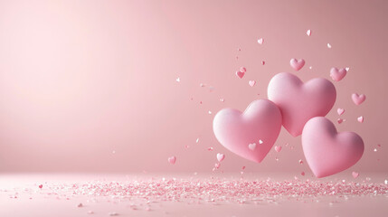 Wall Mural - A soft pink design with cute hearts, perfect for Valentine's Day or an anniversary celebration. This design is great for advertising your business.