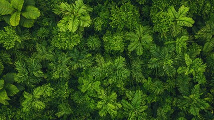 Sticker - Lush Green Tropical Foliage Texture Background